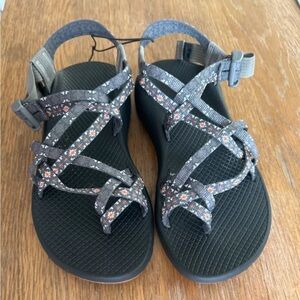 Chaco ZX2 Women Gray Canvas Orange Pattern Classic StrapsSandals J106578 Sz 7